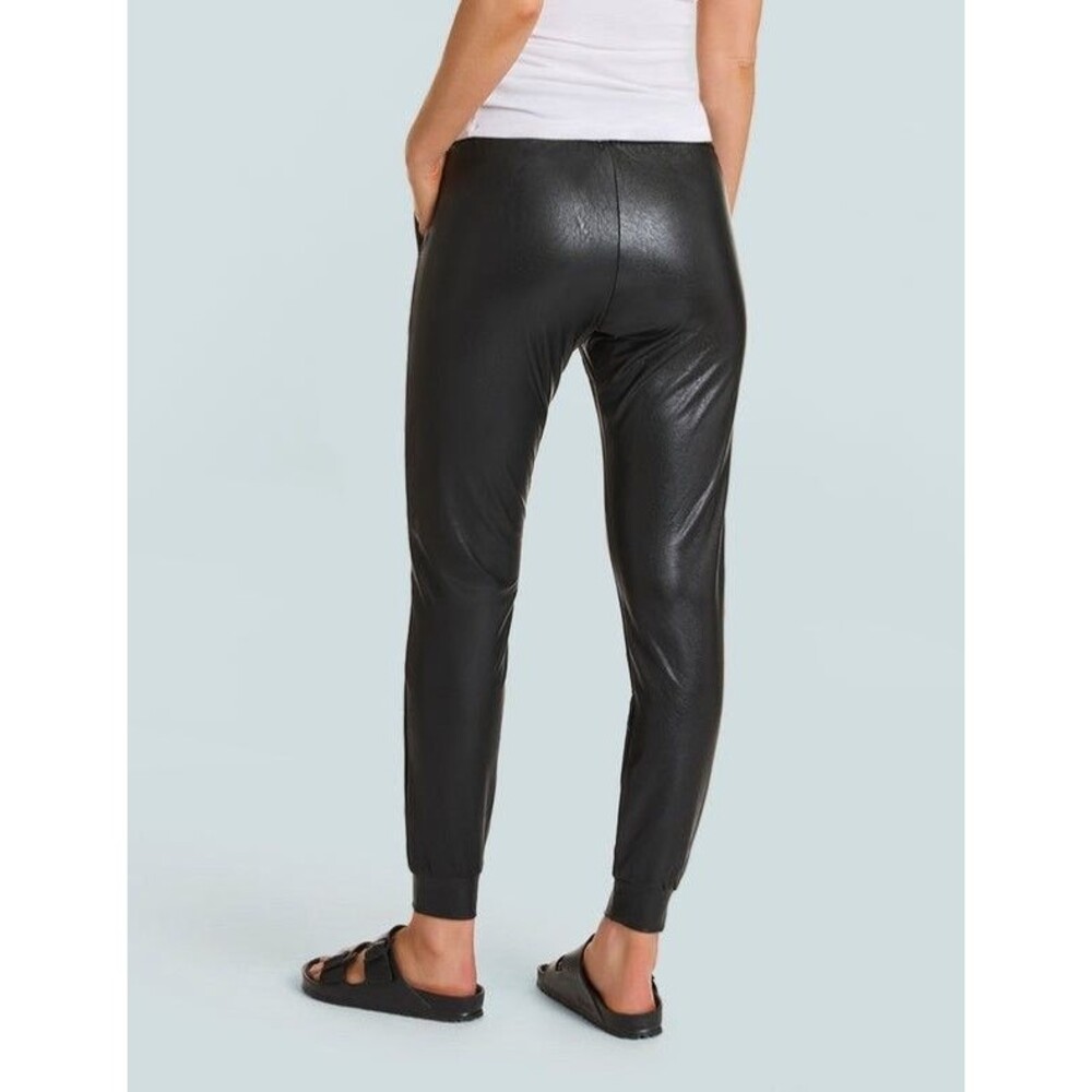 COMMANDO Faux Leather Jogger Pants Black High Rise Stretch Pull On Women Small - Picture 9 of 12
